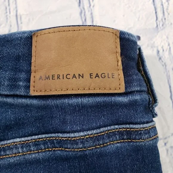 American Eagle WOMENS 14 LONG Curvy Hi Rise Jegging Blue Next Level Stretch - Picture 9 of 14